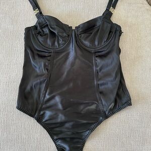 Black Satin Bodysuit